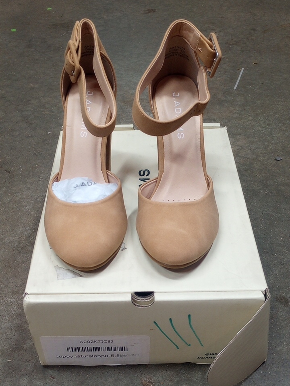 J. Adams Women's Tan Ankle-Strap Closed-Toe Heels, New In Box